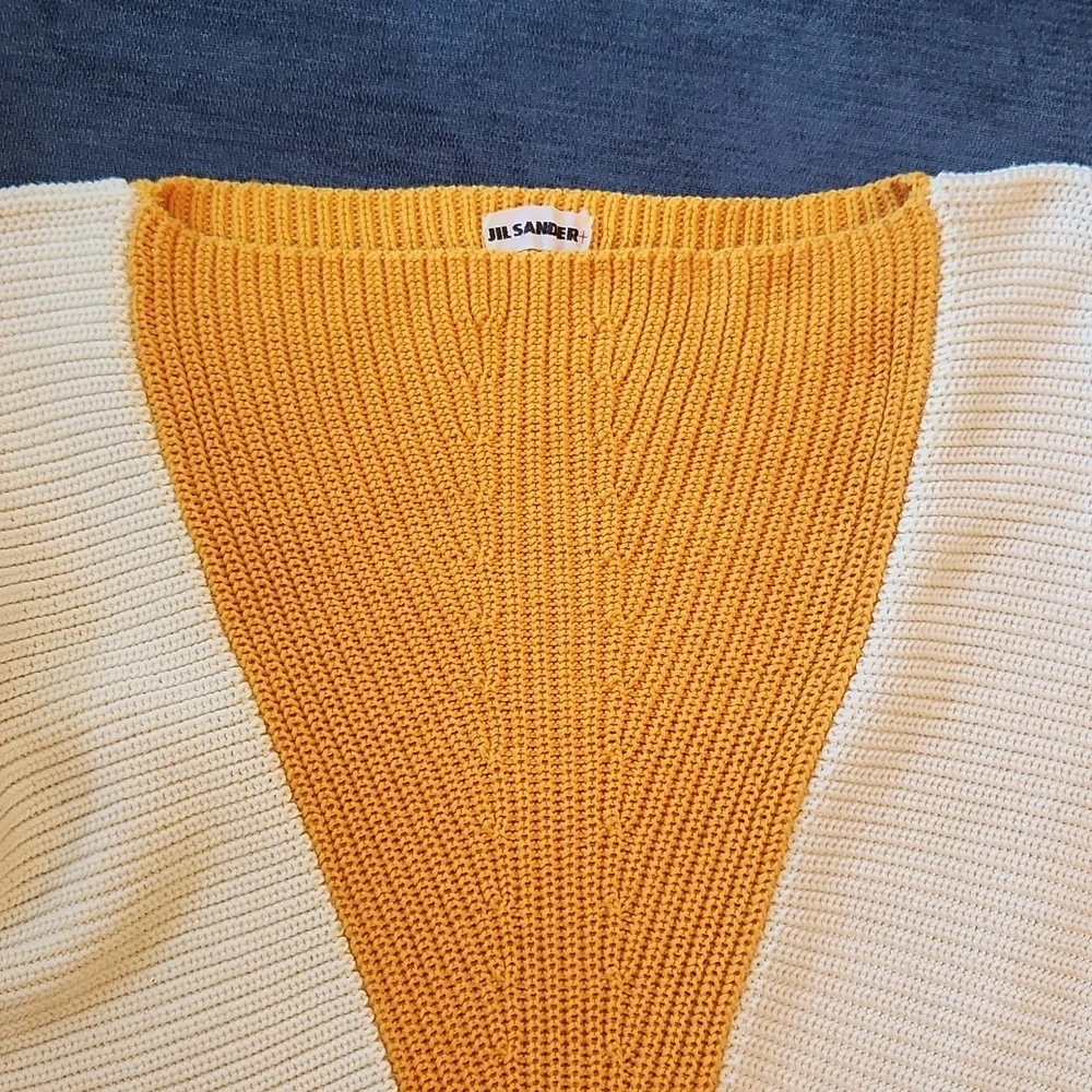 Jil Sander Cream, Orange, and Yellow Colorblock Dolman Sleeve Sweater M/L